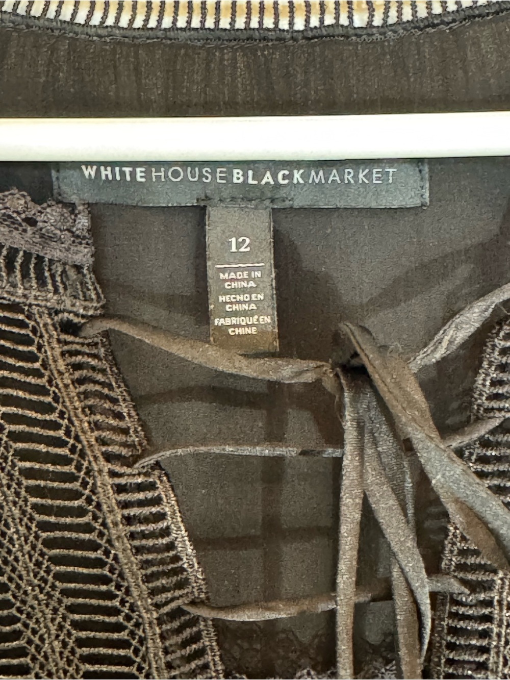 White House Black Market Black Lace-Trim Peasant Blouse - Picture 4 of 9